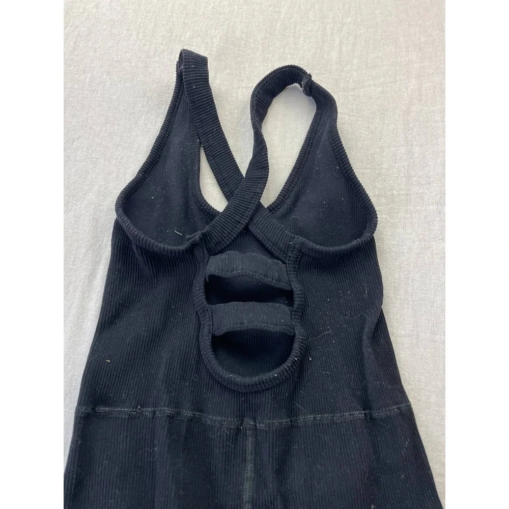 FP Movement Free People Free Throw Jumpsuit OnePiece Ribbed Knit Black Small - Picture 4 of 5
